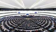The European Parliament Strasbourg Hemicycle is shown, relating to news about same-sex conduct and rights.