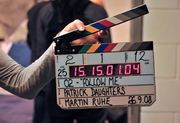 Clapperboard from the O2 film set in September 2008, relating to culture and entertainment.