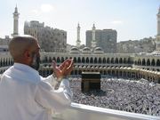 A supplicating pilgrim prays at Masjid Al Haram in Mecca, Saudi Arabia.